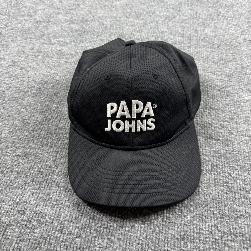 Papa Johns Hat Cap Adult Black Strap Back Adjustable Employee Uniform Mens